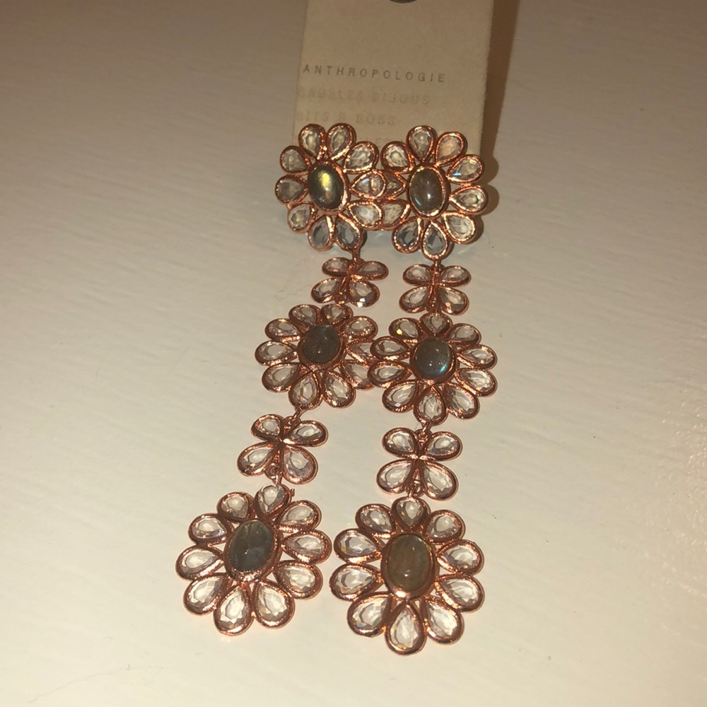 Long floral earrings